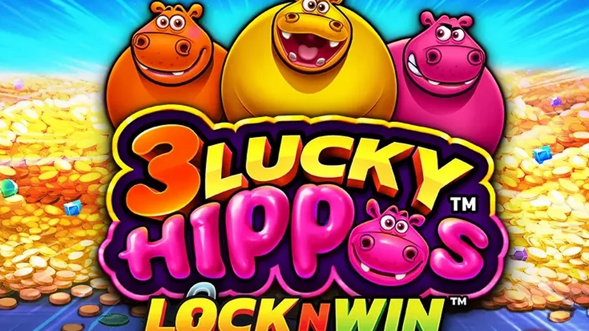 Tampilan visual permainan slot 3 Lucky Hippos