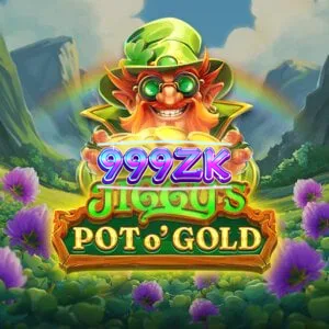 Tampilan antarmuka slot Jiggy’s Pot O’Gold dengan tema Irlandia.